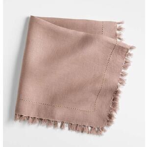 Crate and Barrel Linen Eyelet Fringe Napkin in Warm Plum by Gaby Dalkin 6 Pcs